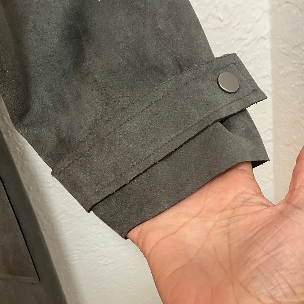Tahari Charcoal Button-Up Trench Coat - Picture 6 of 8